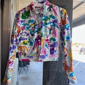 Vintage Maggy London colorful 100% silk jacket size 4